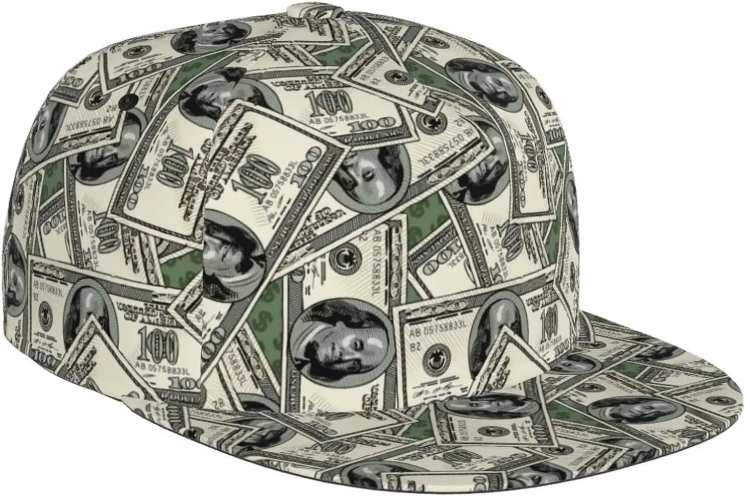 

US Bill Dollars Snapback Hat for Men Women,Hip Hop Style Cool Flat Bill Hats Adjustable Baseball Hat