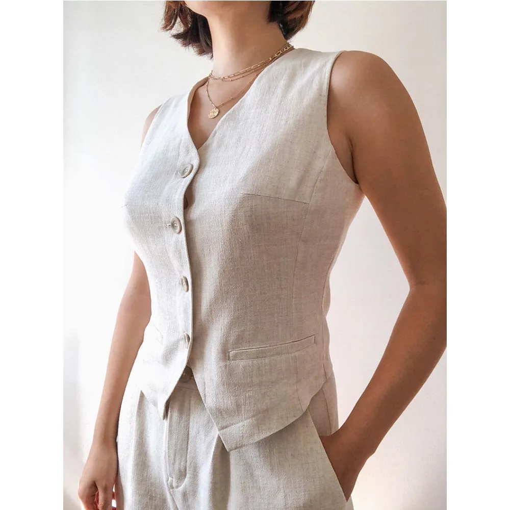 Flax Women Sleeveless V-Neck Slim Fit Vintage Wool Jacket Casual Summer Knit Vest By Women's Sports Suit New Outerwear
Flax Women Sleeveless V-Neck Slim Fit Vintage Wool Jacket Casual Summer Knit Vest By Women's Sports Suit New Outerwear