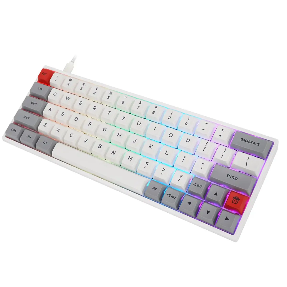 

SK64S Mechanical Keyboard 64 Keys NKRO 5.1 Type-C Dual Mode RGB Backlight PBT Keycaps Gateron Optical Switch Gaming Keyboard