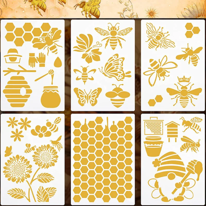 6pcs Sunflower Bee Stencil DIY Layering Furniture Floor Wall Painting Scrapbook Coloring Embossing Decora Template 20.4*29.7cm
6pcs Sunflower Bee Stencil DIY Layering Furniture Floor Wall Painting Scrapbook Coloring Embossing Decora Template 20.4*29.7cm
