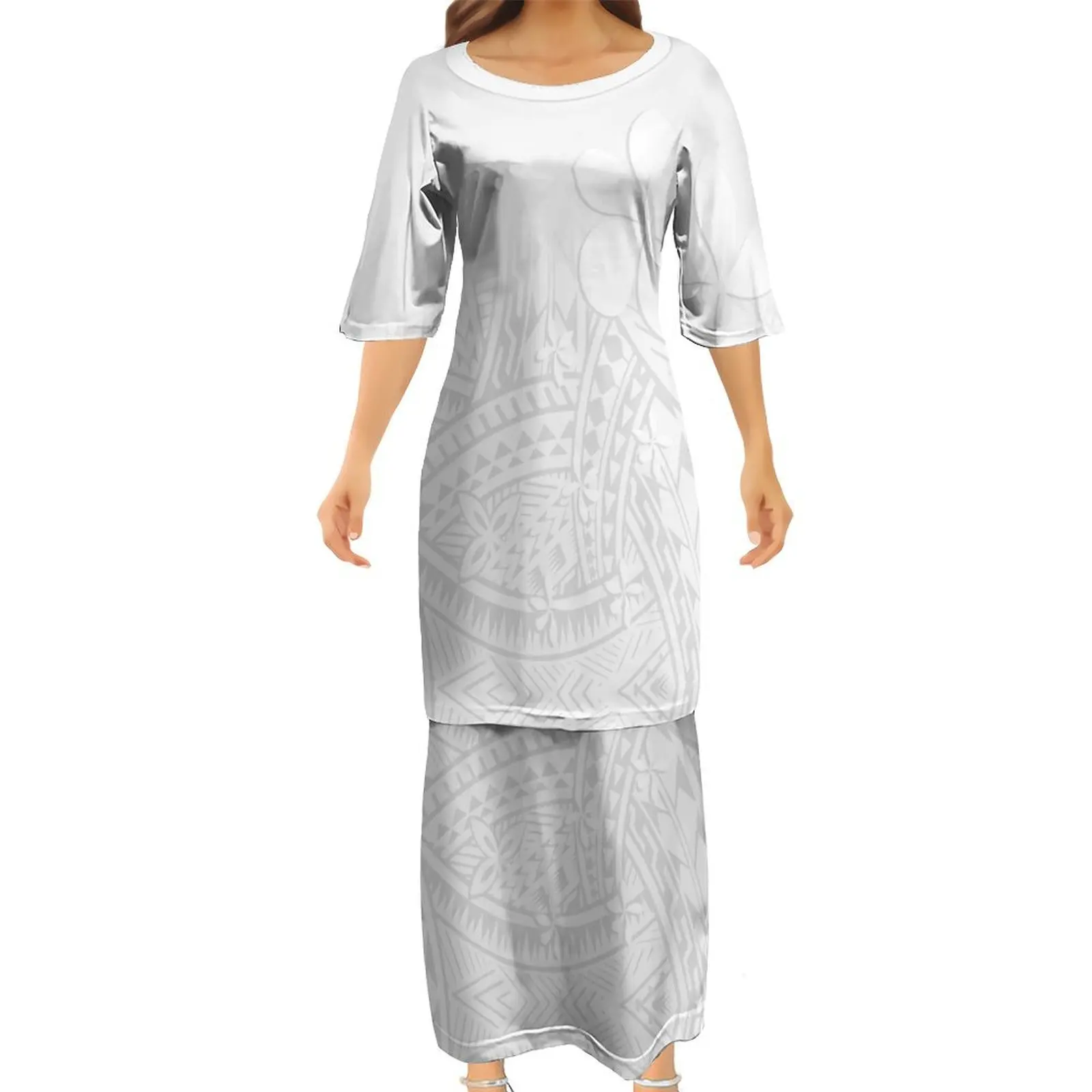 Double Hemline Custom Polynesian Dress Summer Women's Crewneck Puletasi2024 New Pattern Printed White Dress
Double Hemline Custom Polynesian Dress Summer Women's Crewneck Puletasi2024 New Pattern Printed White Dress