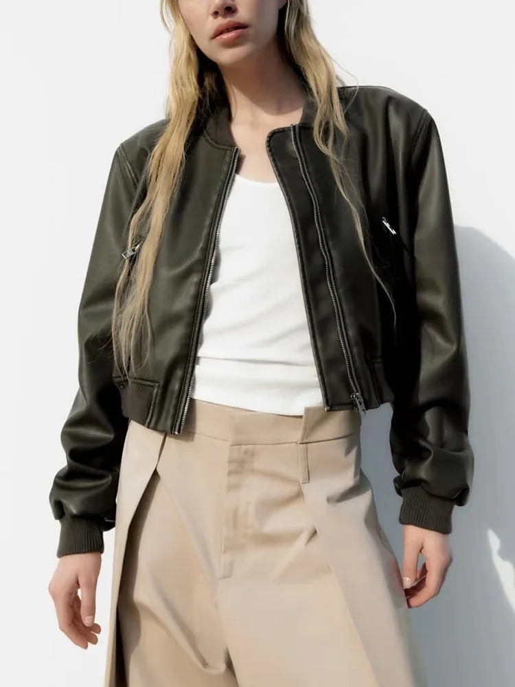 Traf Women Jacket Autumn Pu Zipper Bomber Jacket 2023 Oversized Outwear Zatra Coats Female Chic Women's Bomber Coat Streetwears
Traf Women Jacket Autumn Pu Zipper Bomber Jacket 2023 Oversized Outwear Zatra Coats Female Chic Women's Bomber Coat Streetwears