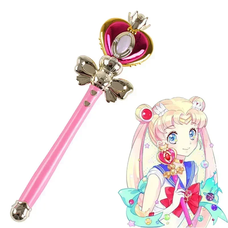 

[Funny] Light Sailor girl Wand Magic Henshin Rod Musical Glow Heart Stick Sailor Moon Crystal Anime Figure Cosplay Toy Girl Gift