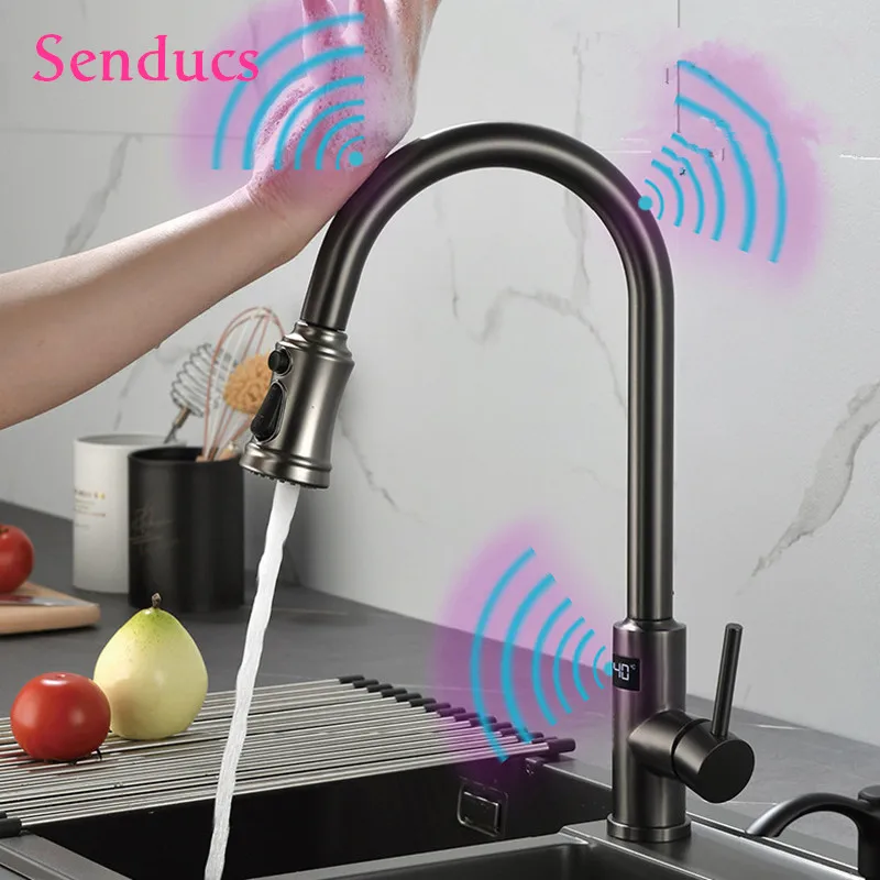 Новые Цифровые сенсорные Кухонные смесители для воды с умным датчиком для горячей и холодной воды смесители для кухни серый/белый/черный Смесители Для Раковины
Новые Цифровые сенсорные Кухонные смесители для воды с умным датчиком для горячей и холодной воды смесители для кухни серый/белый/черный Смесители Для Раковины