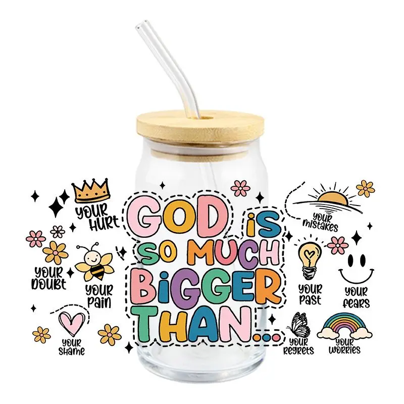 Jesus God Design UV Transfer Wrap Stickers DTF Wraps For 16oz Glasses Bottles Cup Strong Viscosity Custom Logo
Jesus God Design UV Transfer Wrap Stickers DTF Wraps For 16oz Glasses Bottles Cup Strong Viscosity Custom Logo