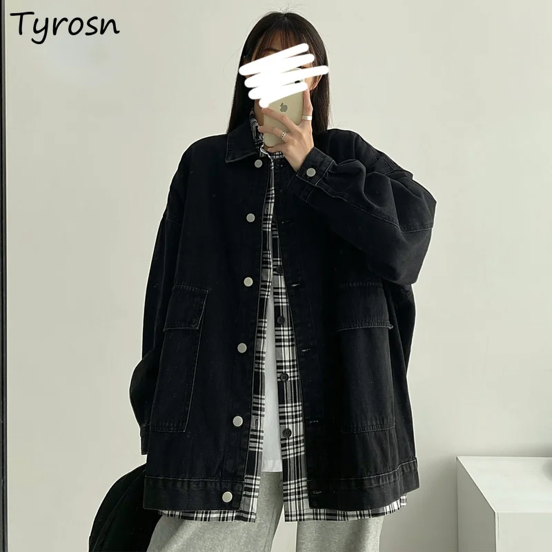 Basic Jackets Women Loose Solid Black Tooling Single Breasted Coats Mujer Ulzzang All-match Turn-down Collar Outwear Students
Basic Jackets Women Loose Solid Black Tooling Single Breasted Coats Mujer Ulzzang All-match Turn-down Collar Outwear Students