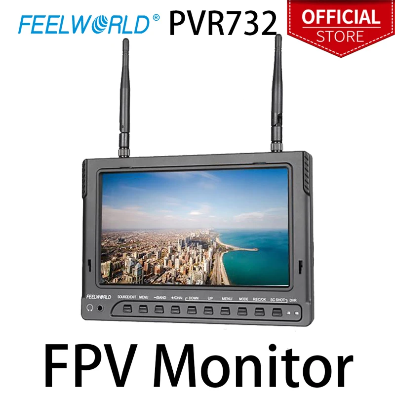 

7-дюймовый экран Feelworld PVR732 1024x600 HD FPV монитор со встроенным аккумулятором двойной 5,8G 40CH приемник разнесенных сигналов и DVR