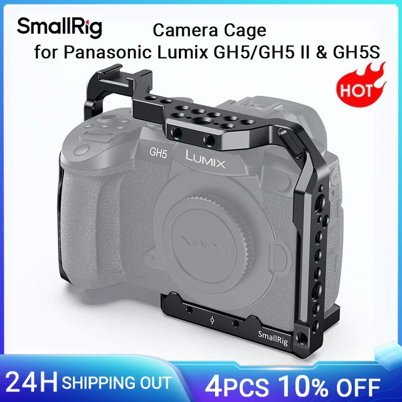 

SmallRig For Panasonic Lumix GH5 /GH5S Camera Cage With 1/4' 3/8' Threads Holes and Cold Shoe Plate Mount NATO Rail Kit 2646