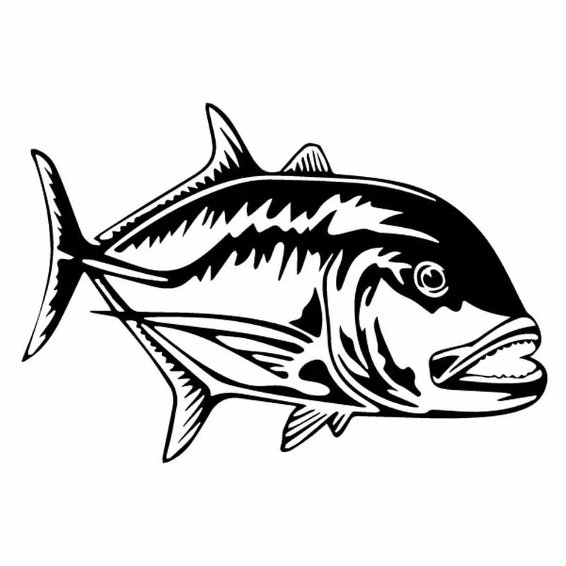 

OFK Lifelike Car Sticker Hawaiian Ulua Fish Vinyl Decal Car Window Decor.