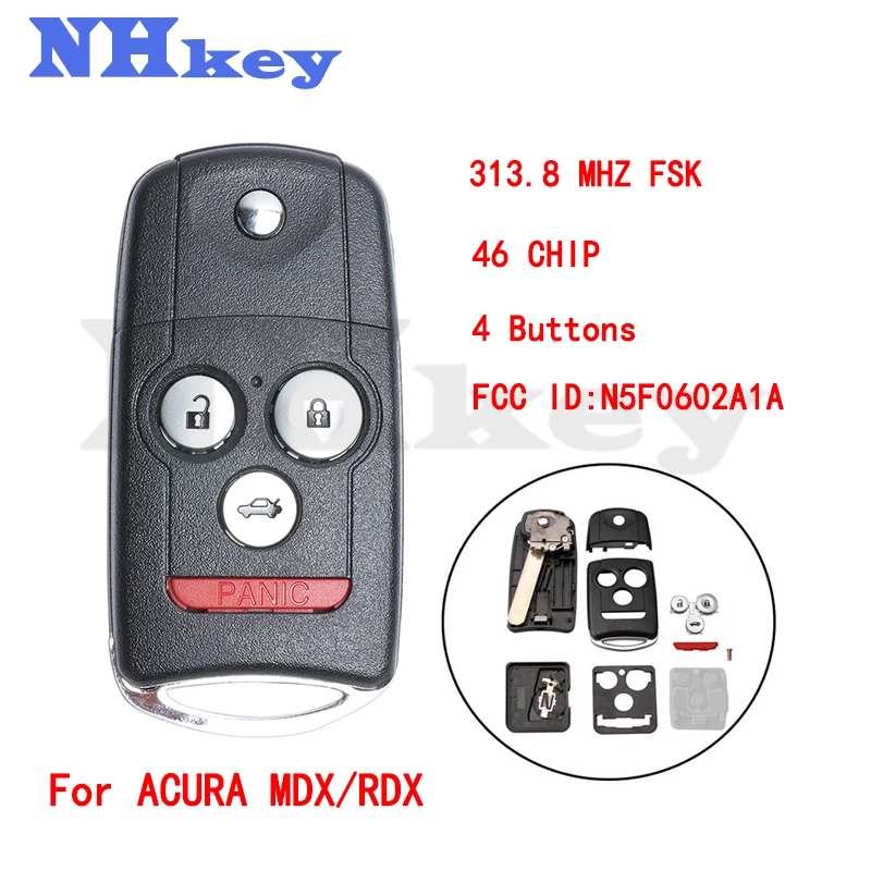 NHKEY 2007-2013 MDX RDX 3+1 Button FSK313.8 MHz Remote Key / 46 CHIP / FCC ID: N5F0602A1A
NHKEY 2007-2013 MDX RDX 3+1 Button FSK313.8 MHz Remote Key / 46 CHIP / FCC ID: N5F0602A1A