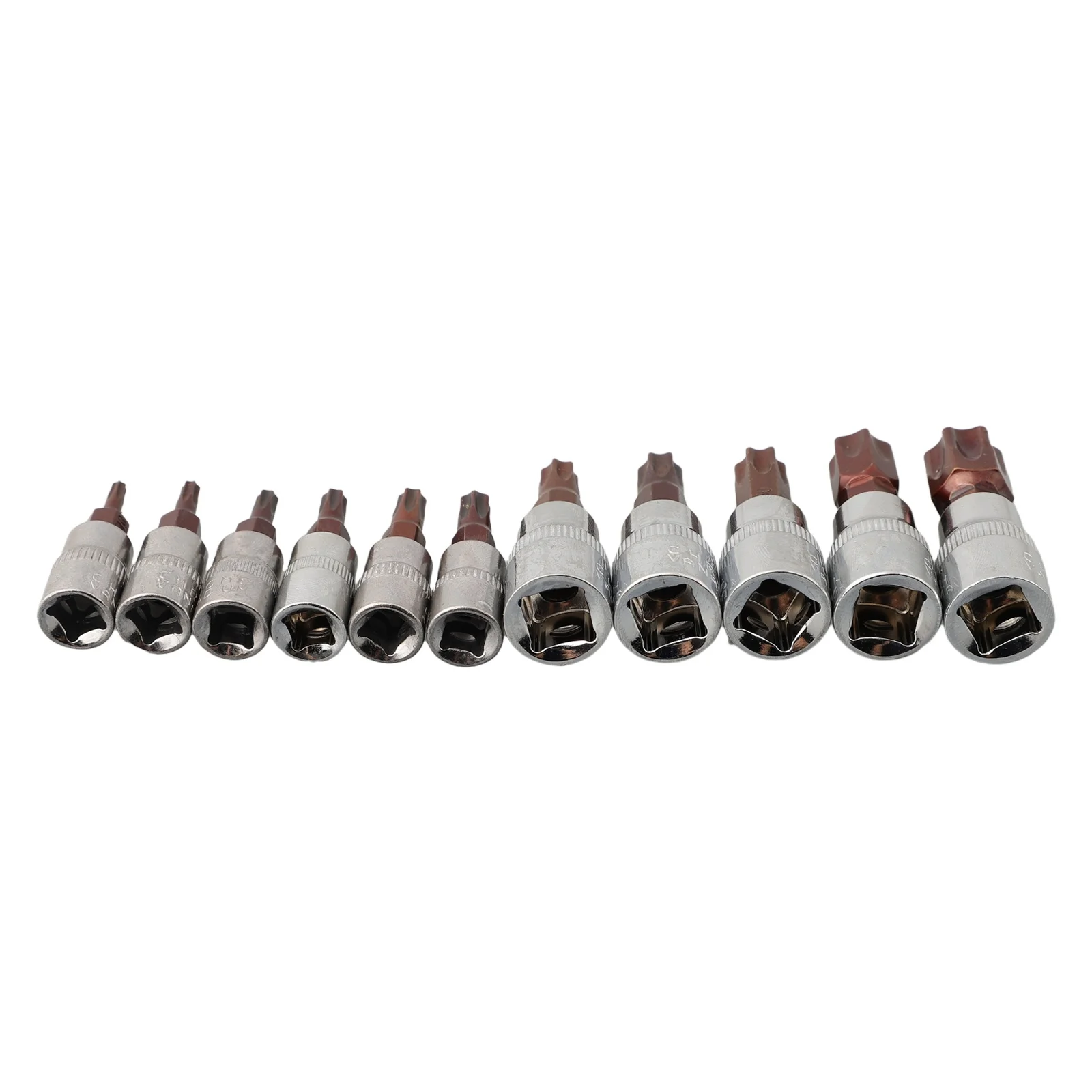 3/8 1/4inch Socket Bits 11pcs/set Torx Bit Set Chrome Vanadium Steel Electric Screwdriver Practical Durable High Quality
3/8 1/4inch Socket Bits 11pcs/set Torx Bit Set Chrome Vanadium Steel Electric Screwdriver Practical Durable High Quality