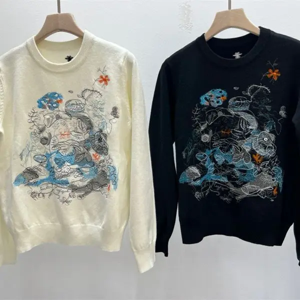 Pullover For Women, Winter Plant Flower Embroidery Sweater , White Color, Fashion Knitted Sweater , свитер оверсайз pulls
Pullover For Women, Winter Plant Flower Embroidery Sweater , White Color, Fashion Knitted Sweater , свитер оверсайз pulls
