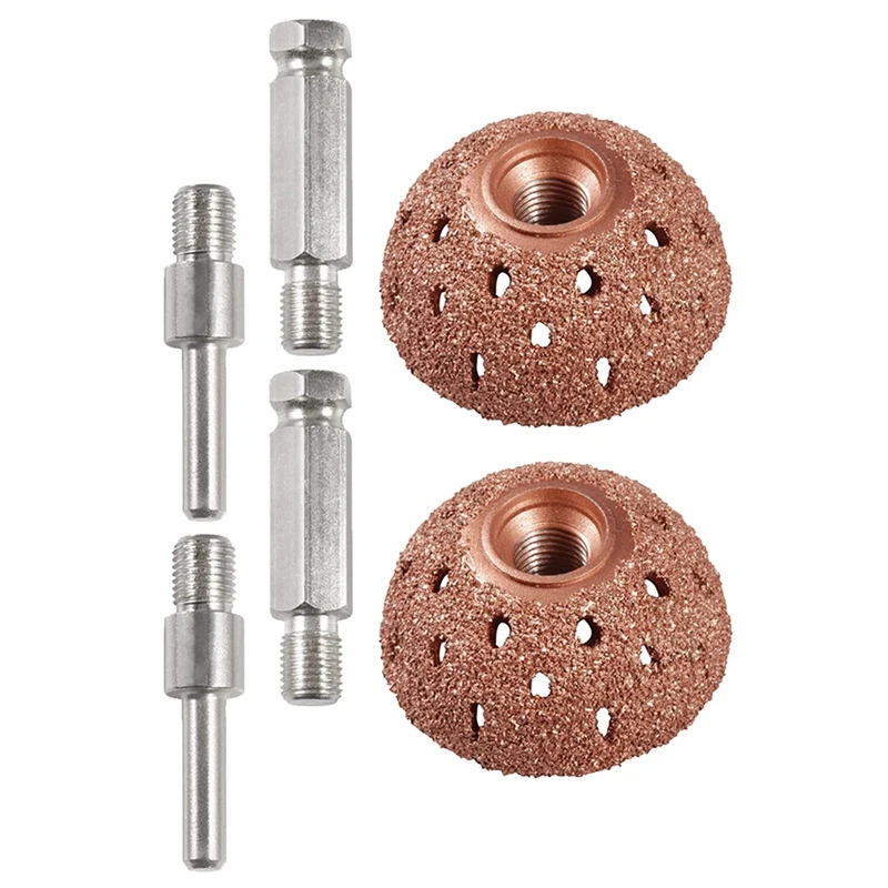 

2 Set 42Mm Tire Buffer Wheel Bowl Type Grinding Head Tungsten Steel Tire Repair Tool With 2 Pcs Linking Rod Adapter