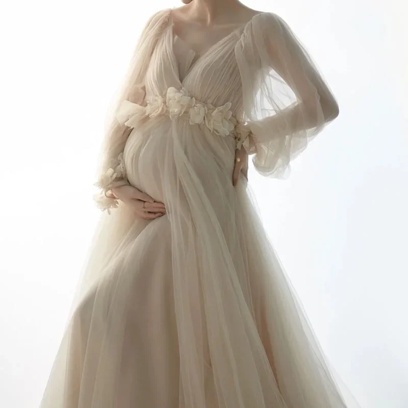 

Платья для беременных для фотосъемки с длинным рукавом тюлевые цветочные платья макси платье женское платье для беременности