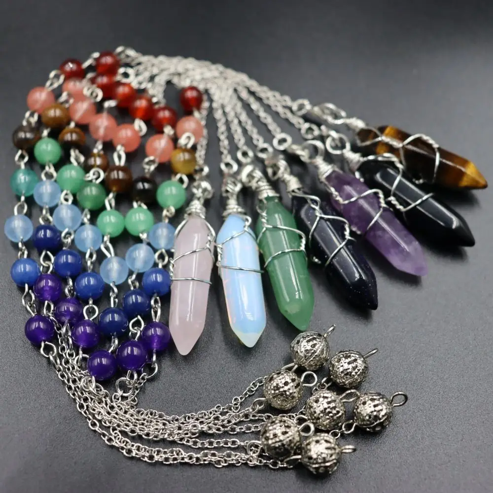 Natural Stone Hexagonal Pendulum Wire Wrap Stone Pendant Chain Chakra Dowsing Reiki Healing Crystal Pendant Amulet
Natural Stone Hexagonal Pendulum Wire Wrap Stone Pendant Chain Chakra Dowsing Reiki Healing Crystal Pendant Amulet