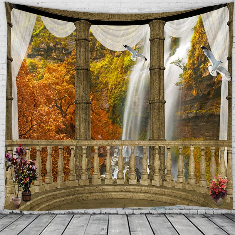 

3D Three-dimensional Waterfall Scenery Decoration Tapestry Hippie Bohemian Room Aesthetics Home