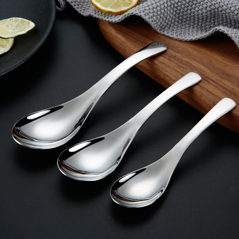 

Stainless Steel Large Soup Spoon Kitchen Tablespoons Tableware Korean Ramen Porridge Scoop Kids Small Ladle Hotel Home Utensils