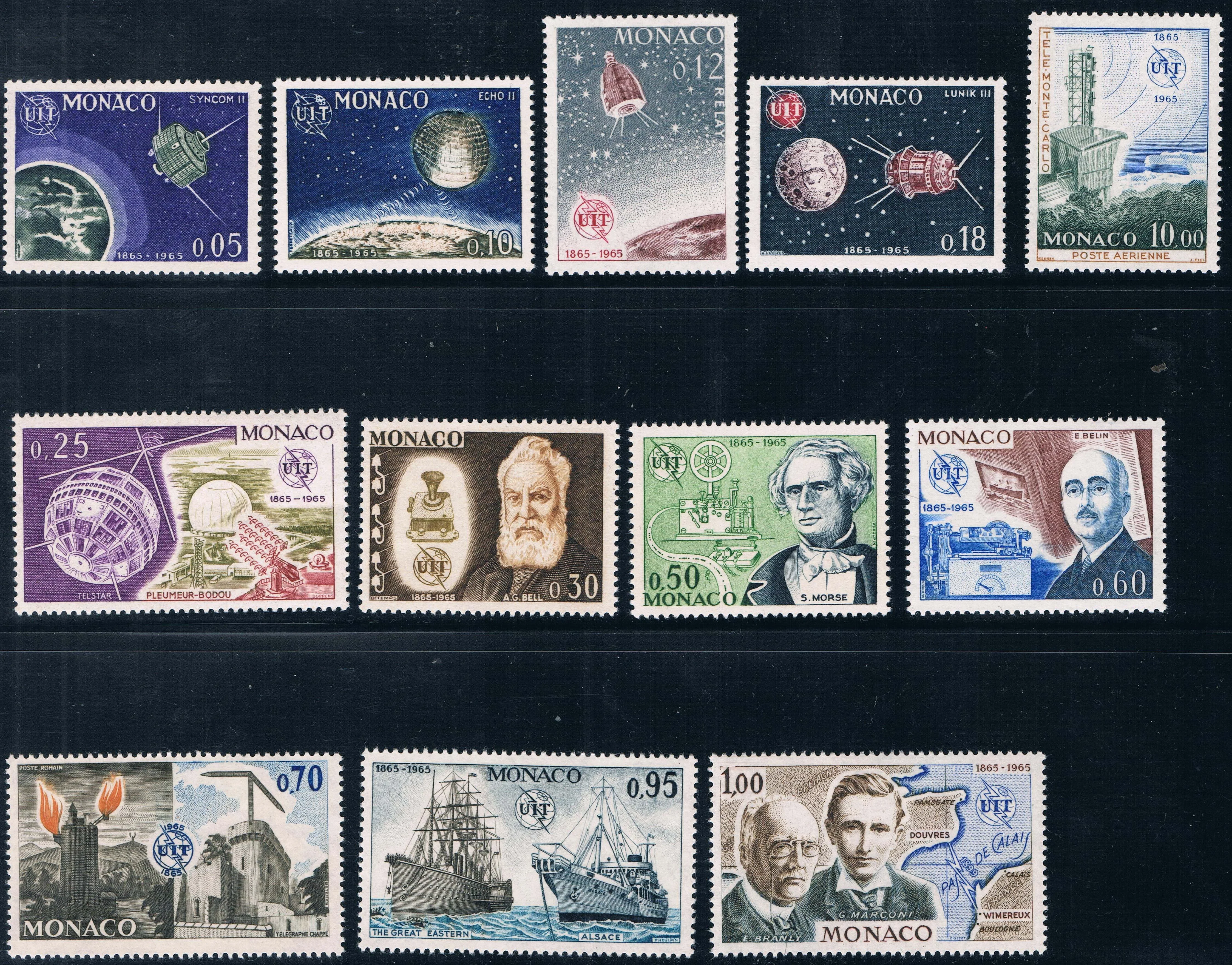 

12Pcs/Set New Monaco Post Stamp 1965 Century of the International Telecommunication Union Sculpture Stamps MNH
