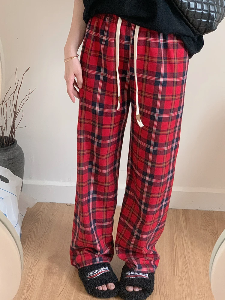 Vintage Pink Plaid Baggy Pants Women Spring Summer Hign Quality Wide Leg Trouser Female Retro Elastic High Waist Sweatpants New
Vintage Pink Plaid Baggy Pants Women Spring Summer Hign Quality Wide Leg Trouser Female Retro Elastic High Waist Sweatpants New