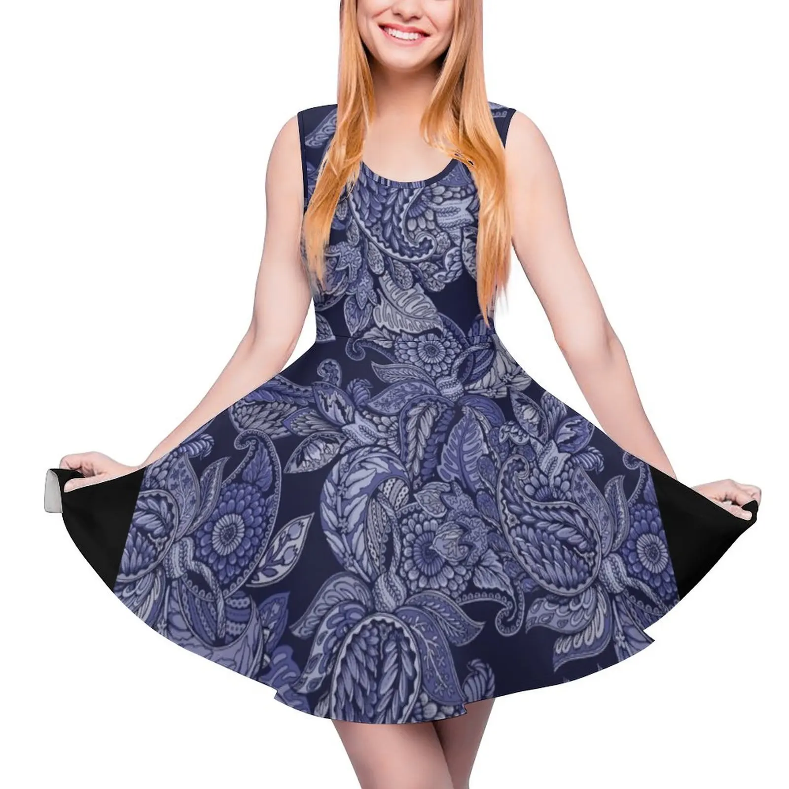 Paisley Dream - indigo Round Neck Dress clothes for woman Women's summer dresses
Paisley Dream - indigo Round Neck Dress clothes for woman Women's summer dresses