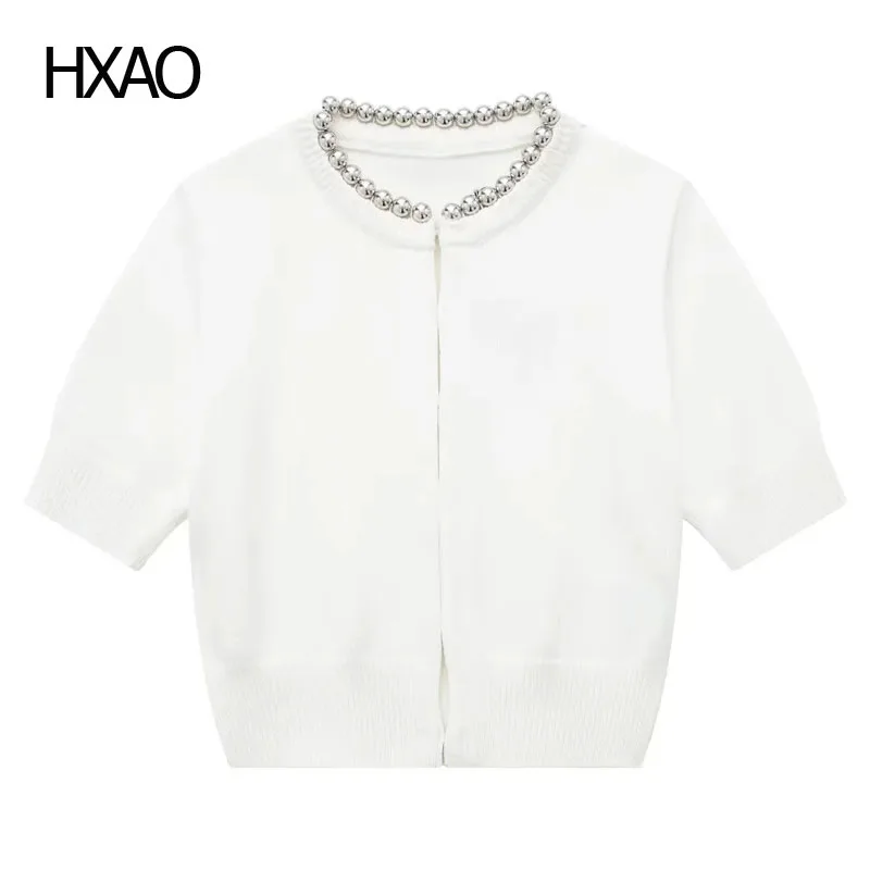 Женский трикотажный кардиган HXAO, белый кашемировый короткий свитер, вязаный укороченный свитер, новинка весны, трикотажная одежда
Женский трикотажный кардиган HXAO, белый кашемировый короткий свитер, вязаный укороченный свитер, новинка весны, трикотажная одежда