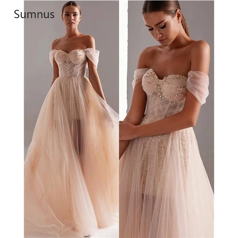 Sumnus 2022 Pink Boho Tulle Evening Dress Long A-line Off The Shoulder Glitter Vestido De Fiesta De Boda See Through Prom Gown
Sumnus 2022 Pink Boho Tulle Evening Dress Long A-line Off The Shoulder Glitter Vestido De Fiesta De Boda See Through Prom Gown