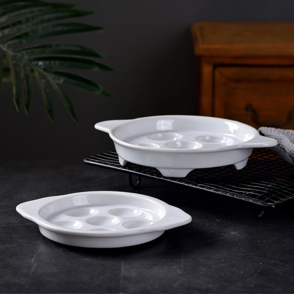 

White Multifunctional Ceramic Escargot Plates Easy To Clean Compact And Lightweight Ceramics