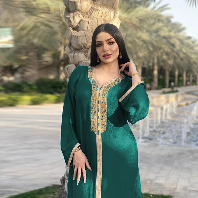 

Muslim Hijab Dress for Women Pink Ramadan Eid 2024 Moroccan Kaftan Dubai Jalabiya Arabic Middle East Islamic Clothing Abaya