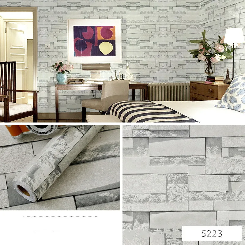 

Home Decor 3D PVC Wood Grain Wall Paper Brick Stone Wallpaper Self-Adhesive Living Room Bedroom 3D Wallpapers Decoration Vinyl