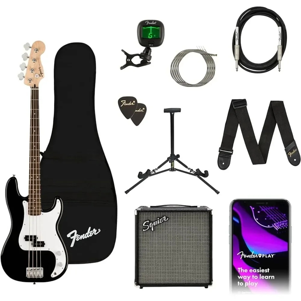 

Guitar Kit Fingerboard Black Poplar Body Includes Rumble 15G Amp Padded Guitar Bag Cable Guitar Strap and More Freight free