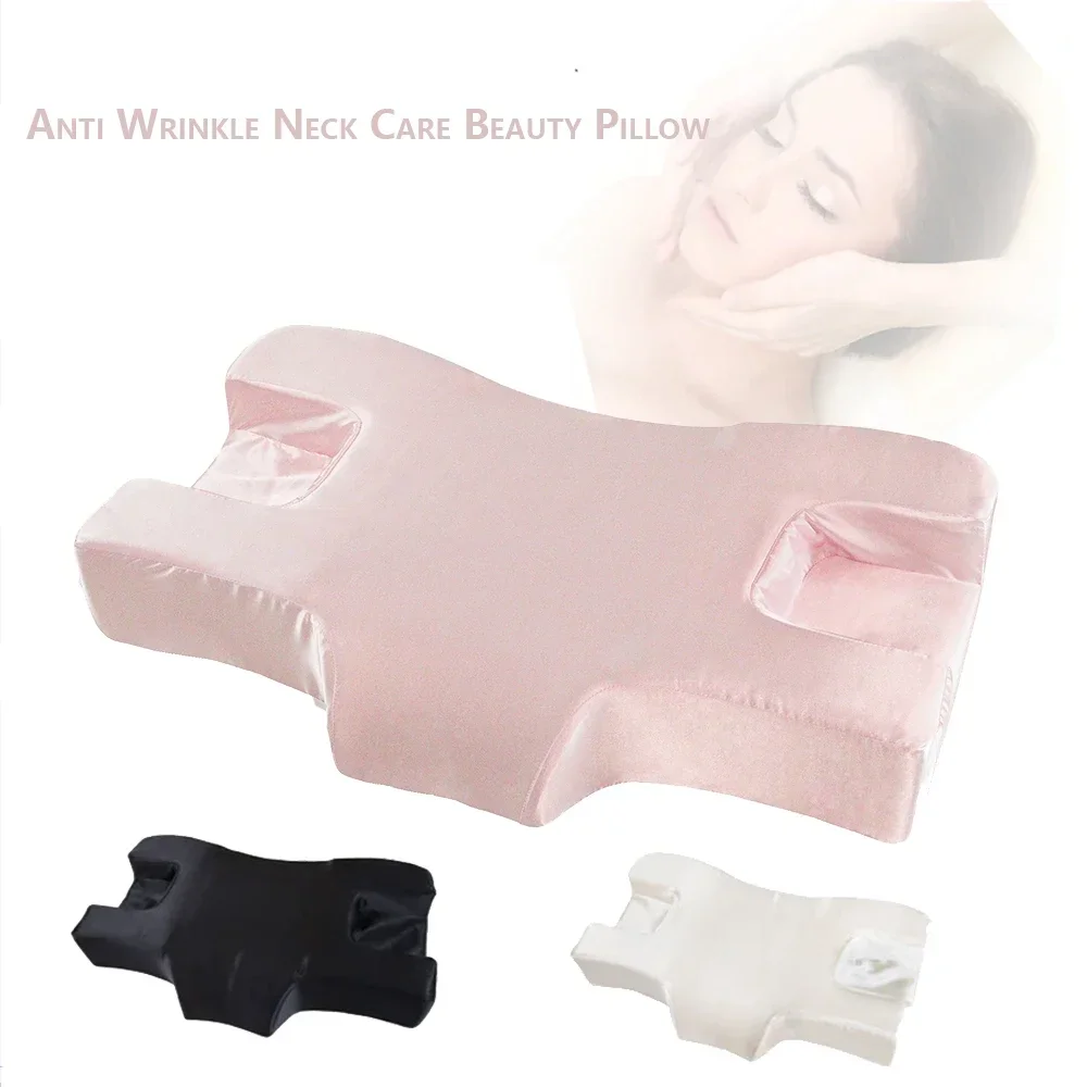 

Ортопедическая подушка для салона красоты, подушка для сна с эффектом памяти, из сатина, против морщин, уход за шеей
