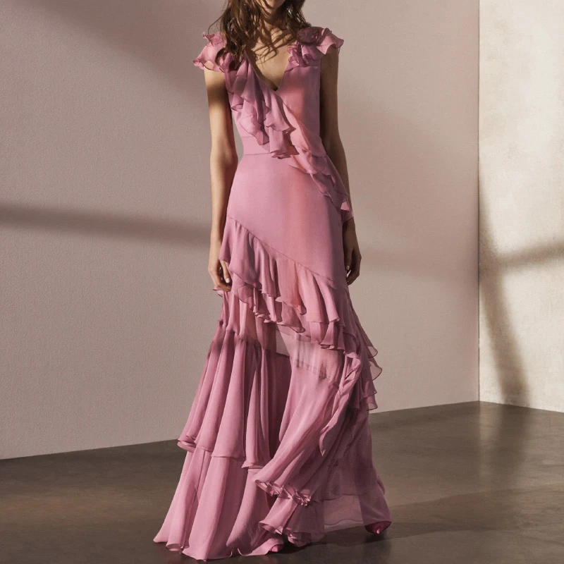 Vacation Bohemian Ruffles Long Dresses for Women 2022 Summer Boho Elegant Pink Chiffon Maxi Dress Summer Vestidos De Mujer
Vacation Bohemian Ruffles Long Dresses for Women 2022 Summer Boho Elegant Pink Chiffon Maxi Dress Summer Vestidos De Mujer
