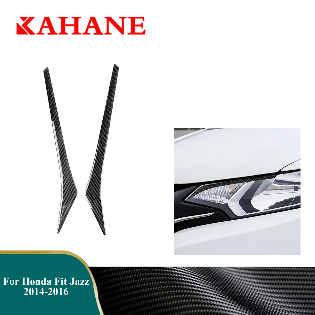 

Car Headlight Eyebrow Decorative Stickers For Honda Fit Jazz 2014 2015 2016 Cover Trim Auto Carbon Fiber Interior Accessories