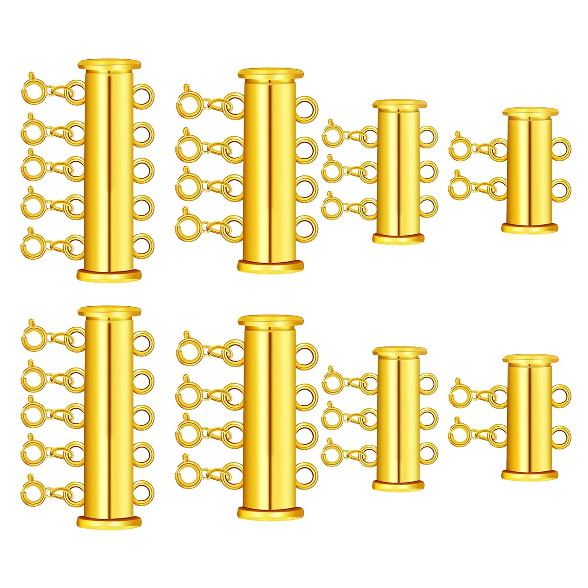 

8PCS Slide Clasp Lock Necklace Connector Multi Strands Slide Tube Clasps For Layered Bracelet Necklace Jewelry Crafts ( Golden )