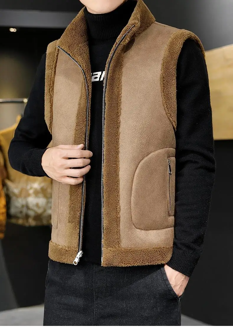 Winter New Lamb Wool Coat Warm Vest Men Fashion Casual Thicken Gilets Male Jacket Can Be Worn On Both Sides Sleeveless Waistcoat 7 Mallzona S3e8e4d83b02f470f9a76fba685a6e9b5a Winter New Lamb Wool Coat Warm Vest Men Fashion Casual Thicken Gilets Male Jacket Can Be Worn On Both Sides Sleeveless Waistcoat Mallzona