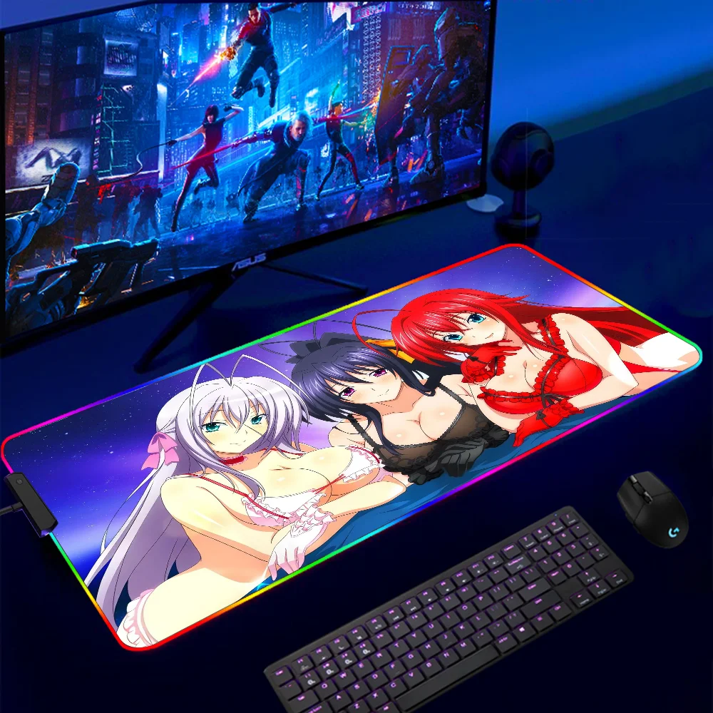 

High School Dxd Mousepad Mouse Pad Rgb Anime De Alta Escola Com Luz De Fundo Usb, Acessório De Mesa Para Jogos Com Teclado Led