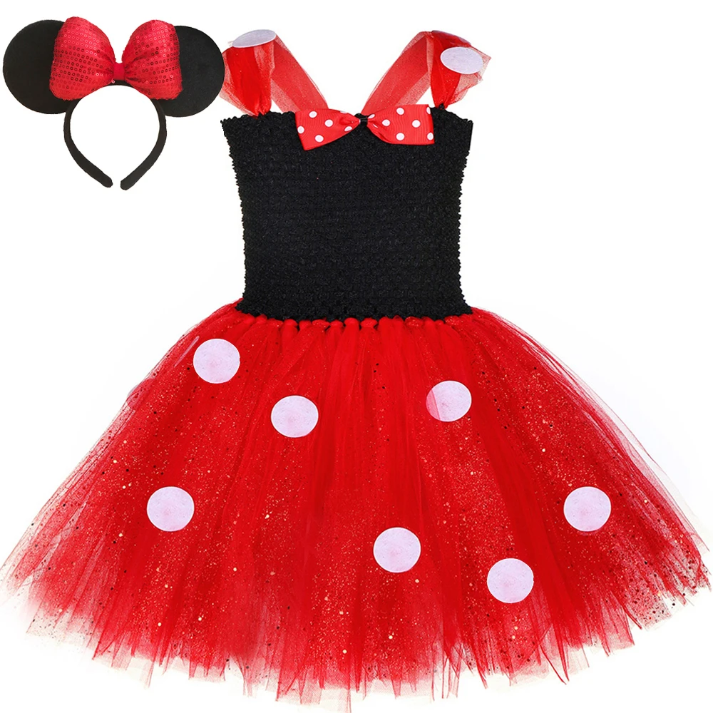 

Sparkling Minnie Costume for Baby Girls Polka Dots Tutu Dress with Bow Kids Toddler Princess Dresses for Birthday Outfit Clothes