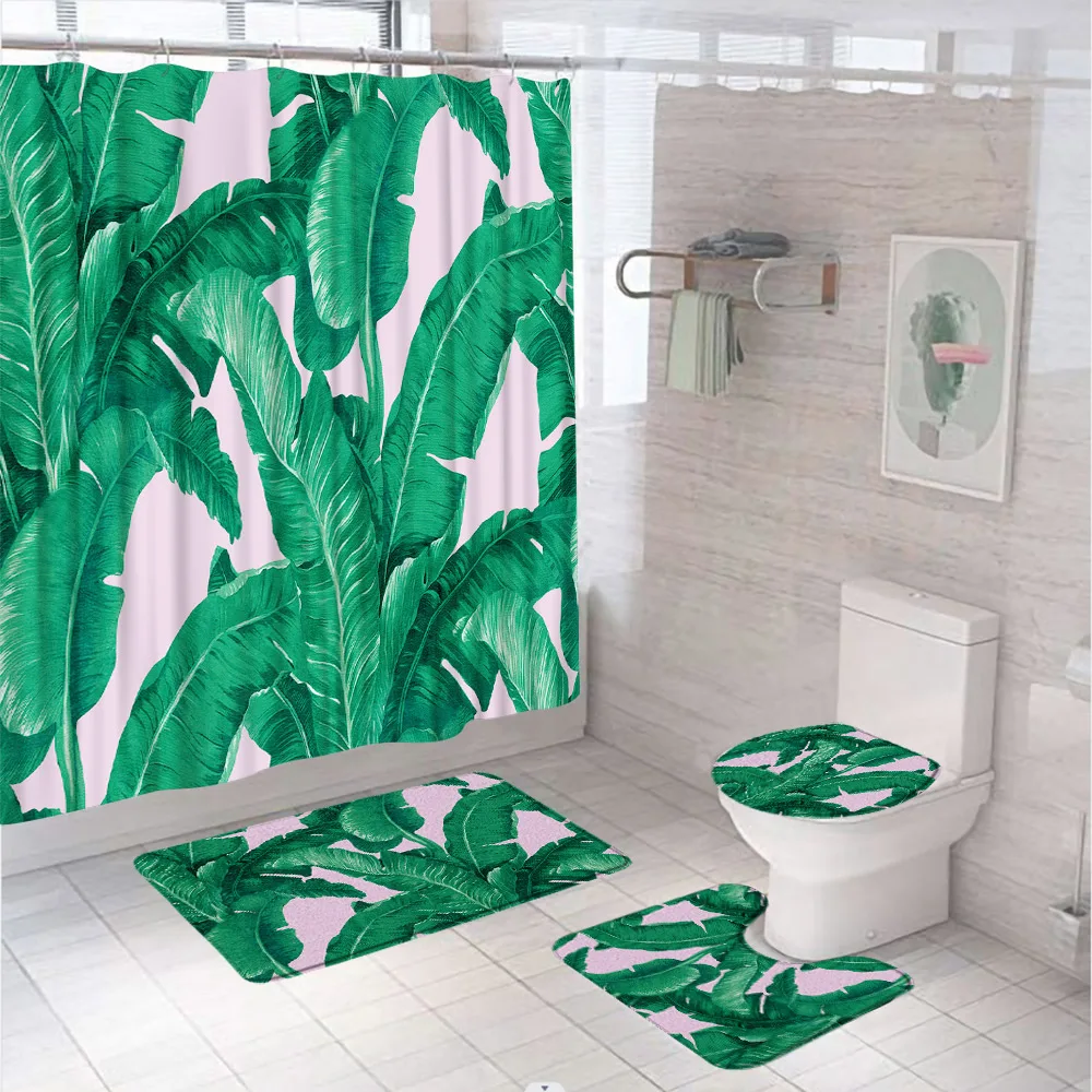 Tropical Green Banana Leaves Bathroom Set Fabric Shower Curtain Rug Bath Mat Lid Toilet Cover Summer Plant Bathtub Curtains Home
Tropical Green Banana Leaves Bathroom Set Fabric Shower Curtain Rug Bath Mat Lid Toilet Cover Summer Plant Bathtub Curtains Home