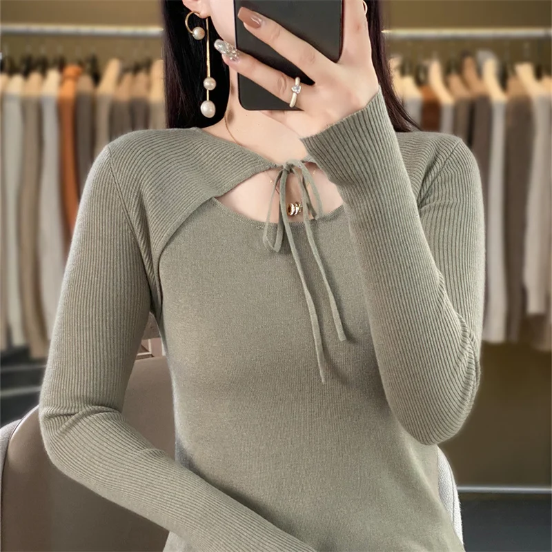 

Women's boutique high-end shawl collar sweater knitted cashmere sweater Women's pullover long sleeved new cashmere sweater