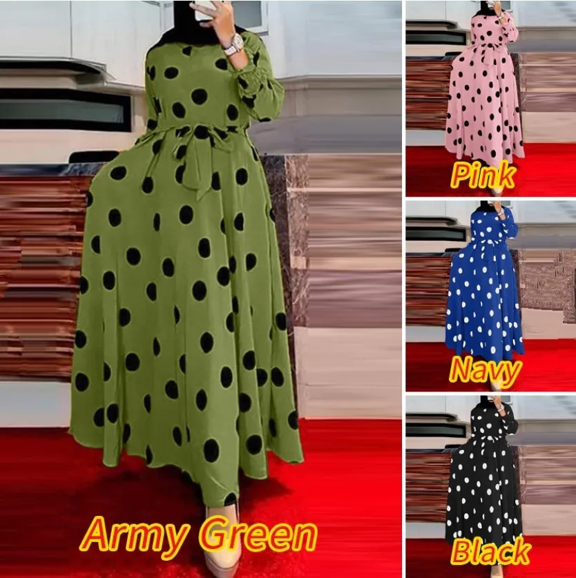 2023 Autumn Islam Abaya Dress Polka Dot Print Big Skirt Robe Femme Musulmane Round Neck Pullover Women's Dress Vestidoes
2023 Autumn Islam Abaya Dress Polka Dot Print Big Skirt Robe Femme Musulmane Round Neck Pullover Women's Dress Vestidoes