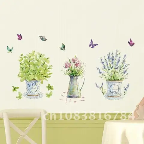 

Stickers butterflies Flowers Wall Vase Beautiful Corridor window decoration home Mural art Decals wallpaper sticker landscaping