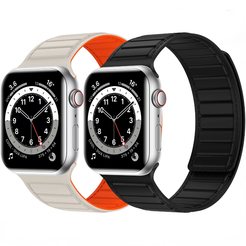 

Silicone strap For Apple watch Ultra 49mm 8 7 45mm 41mm Magnetic clasp adjusting bracelet For iwatch 6 5 4 3 2 SE 44mm 42mm 40mm