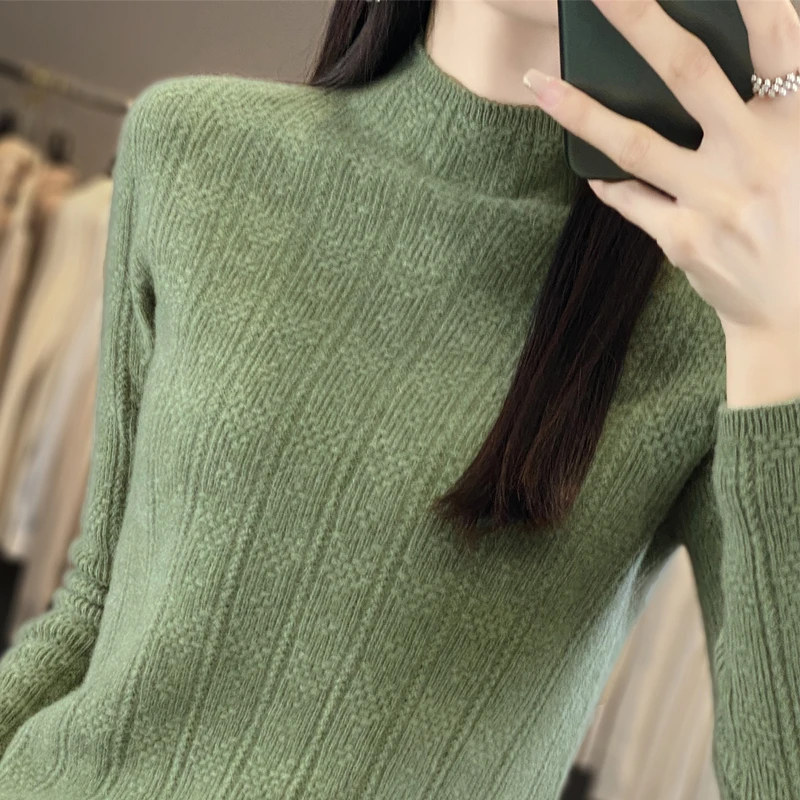 Cashmere 2023 New Female Half High Neck Slim Fit Jacquard 100% Merino Wool Long Sleeve Pullover Warm Women's Sweater
Cashmere 2023 New Female Half High Neck Slim Fit Jacquard 100% Merino Wool Long Sleeve Pullover Warm Women's Sweater