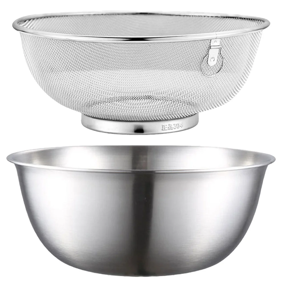Stainless Steel Colander Bowl Set Kitchen Strainer Washer Drainer Basket Basin Vegetable Fruits Pasta Salad Mixing Food
Stainless Steel Colander Bowl Set Kitchen Strainer Washer Drainer Basket Basin Vegetable Fruits Pasta Salad Mixing Food