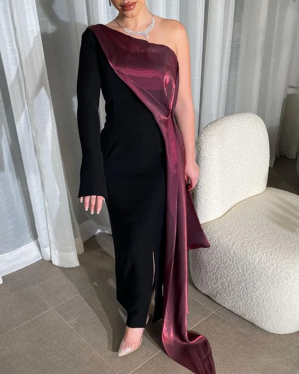 One-Shoulder Elegant Prom Dresses 2024 Long Sleeve Ankle-length Customizable Arabia Robes De Formal Occasion Dresses
One-Shoulder Elegant Prom Dresses 2024 Long Sleeve Ankle-length Customizable Arabia Robes De Formal Occasion Dresses