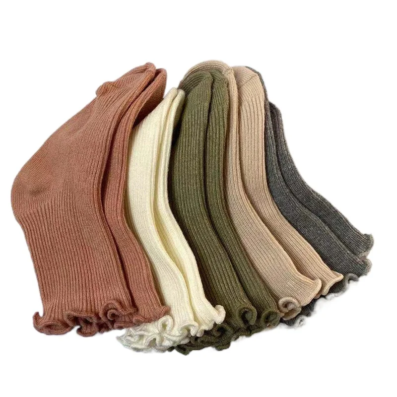 Носки для новорожденных с оборками однотонные носки до щиколотки милые