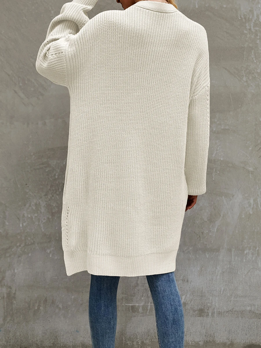 

Women s Winter Knit Cardigan Y2k Long Sleeve Open Front Sweater Solid Oversized Split Hem Knitwear