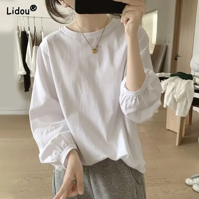 2023 Spring and Autumn French Fashion Round Neck Solid Casual Loose Simple Versatile Lantern Sleeves Oversized Women's T-shirt
2023 Spring and Autumn French Fashion Round Neck Solid Casual Loose Simple Versatile Lantern Sleeves Oversized Women's T-shirt