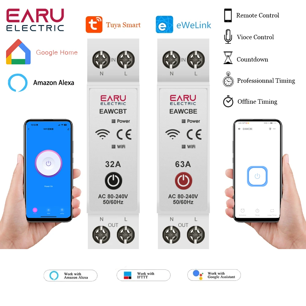 1P 1P+N WiFi Smart Circuit Breaker Time Relay Switch Remote Control by Tuya Smart /eWeLink App for Alexa Google Home Assistant
1P 1P+N WiFi Smart Circuit Breaker Time Relay Switch Remote Control by Tuya Smart /eWeLink App for Alexa Google Home Assistant