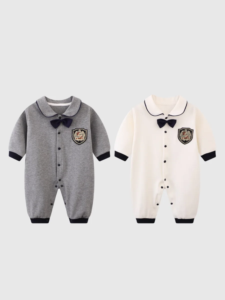 

Gentleman Men's Baby Clothes With Bow Tie Long Sleeve Baby's Rompers Handsome Newborn Jumpsuit For Kids Baby Boy Overalls